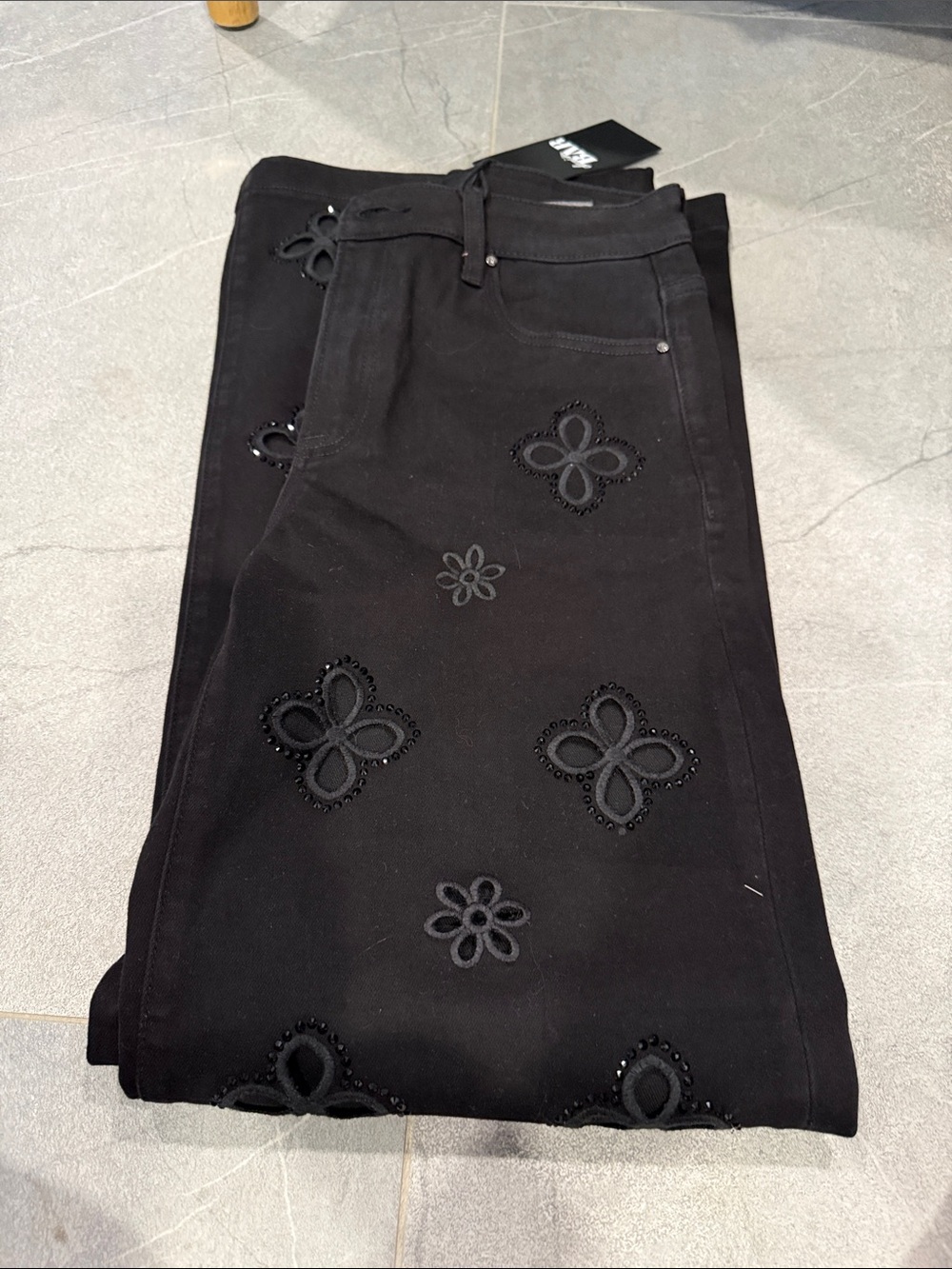 Women's Black Embroidered Flare Jeans